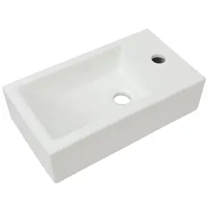 Berkfield Basin with Faucet Hole Rectangular Ceramic White 46x25.5x12 cm