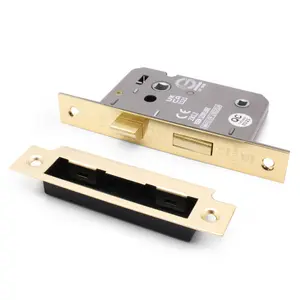 EAI Bathroom Lock 80mm / 57mm Backset PVD BRASS for Internal Wooden Bathrooms Accepts 5mm Square Spindle CE UKCA & Fire Door App