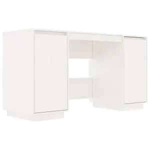 Berkfield Desk White 140x50x75 cm Solid Wood Pine