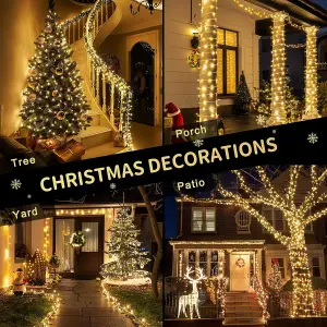 200 LED Warm White Christmas String Lights Indoor Bedroom, String Lights Outdoor Clear Wire, String Lights