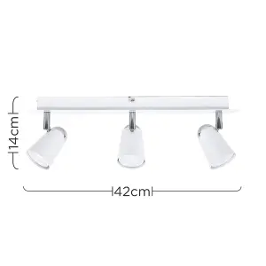 ValueLights Hardy Modern Gloss White and Chrome Adjustable 3 Way Ceiling Spotlight