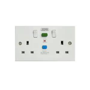 Selectric LGRCD-2 Twin RCD Switch Socket 13amp 30mA Flush White (Passive/Latching)