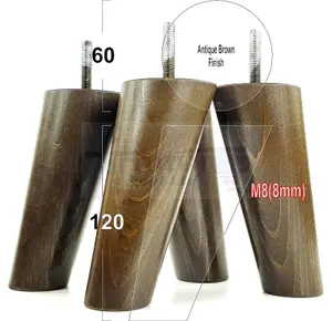 Wood Furniture Feet 120mm High Antique Brown Replacement Furniture Legs Set Of 4 Sofa Chair Stool M8