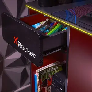 X Rocker Carbon-Tek Desk With Wireless Charging And LED Lights