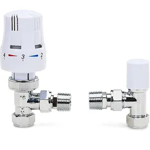 Thermostatic Radiator Valve Angled TRV & Lockshield 15mm Radiator Thermostat Valve - Corso Bathrooms