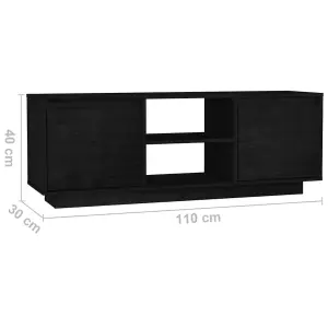 Berkfield TV Cabinet Black 110x30x40 cm Solid Pinewood