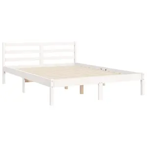 Berkfield Bed Frame without Mattress White Double Solid Wood