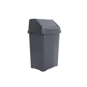 Wham Essentials 50L Swing Top Rubbish Bin Black Black