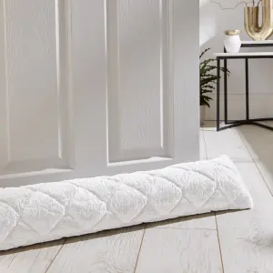 Catherine Lansfield Cosy Diamond Faux Fur Door Draught Excluder White