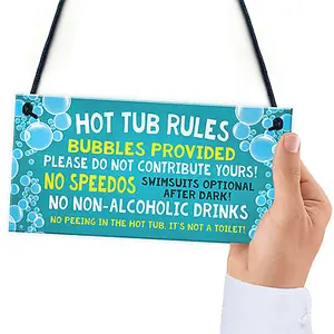 Red Ocean Hot Tub Rules Sign Funny Hot Tub Sign For Garden Hot Tub Accessories Gift For Women Men Garden Signs