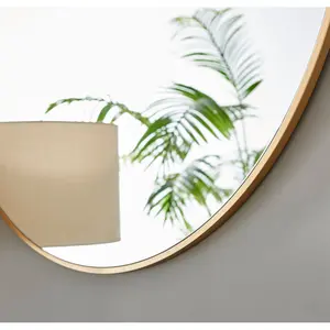 Alcantera Round Metal Frame Wall Mirror Simple and Elegant Modern Design Gold / 100cm H x 100cm W