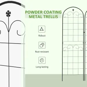 Outsunny Set of 2 Metal Trellis for Climbing Plants, Floral Design, 50 x 180cm