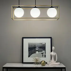 Luminosa Lingotto 3 Light Pendant Bar Light Antique Brass