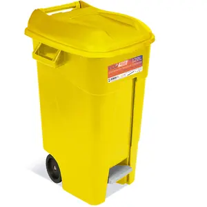 120 Litre Wheelie Bin with Foot Pedal - Yellow Base & Yellow Lid