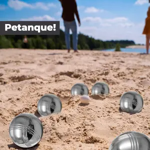 MantaRaj Pack Of 8 Boules Petanque Bowls Set Chrome Plated French Boules Set With Carry Case Pétanque Jack for Everyone