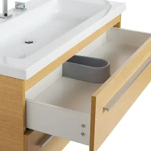 Floating Bathroom Vanity Set Light Wood ALMERIA