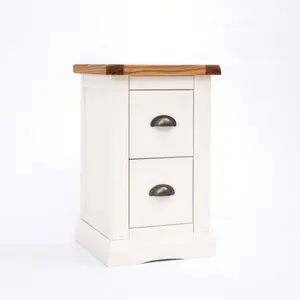 Cosenza 2 Drawer Petite Bedside Table Brass Cup Handle