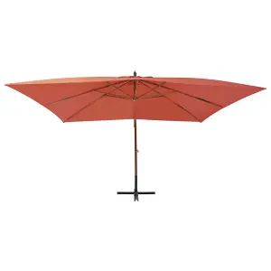 Berkfield Cantilever Umbrella with Wooden Pole 400x300 cm Terracotta