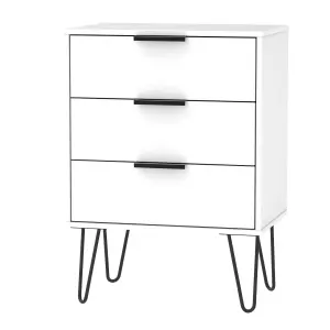 Ready assembled Matt white 3 Drawer Midi Chest (H)740mm (W)575mm (D)395mm