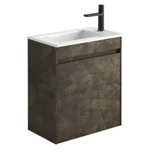 Rigel Metallic Wall Hung Cloakroom Vanity Unit with Resin Basin (W)55cm (H)63cm