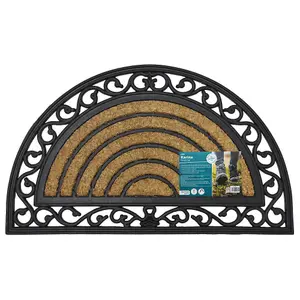 JVL Karina Half Moon Rubber TuffScrape Coir Doormat 45x75cm