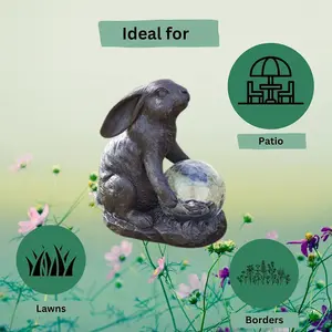 Solar Powered Outdoor Light Hare Statue LED Garden or Patio Ornament