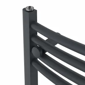 Right Radiators 1200x400 mm Curved Heated Towel Rail Radiator Bathroom Ladder Warmer Anthracite