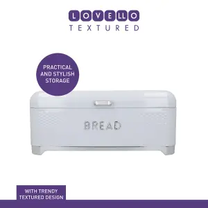 KitchenCraft Steel Bread Bin White Kitchen Food Storage with Lid Retro