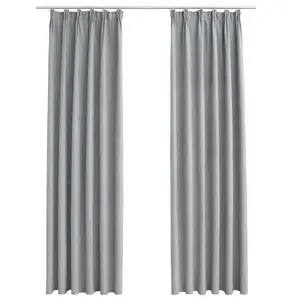 vidaXL Blackout Curtains with Hooks 2 pcs Grey 140x245 cm