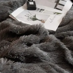 Grey Faux Fur Soft Duvet Cover Set