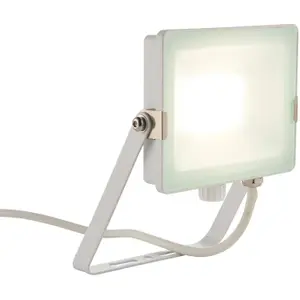 Outdoor IP65 Waterproof Floodlight - 30W Cool White LED - Matt White Aluminium