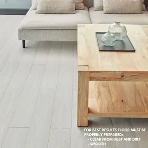 Self Adhesive Floor Planks - 36 Planks Per Pack Covering 53.8 ft² (5 m²) - Peel And Stick Vinyl Flooring Lactic-White Wood Effect