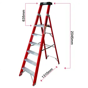 Excel Electricians Fibreglass Platform Step Ladder 6 Tread 2.04m EN131