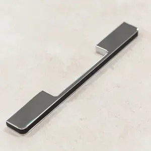 160mm Black & Chrome Cabinet Handle Gloss Polished Kitchen Cupboard Door Drawer Pull Bathroom Bedroom Furniture Replacement