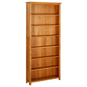 Berkfield 7-Tier Bookcase 90x22.5x200 cm Solid Oak Wood