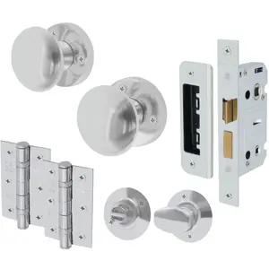 EAI - Round Mortice Door Knobs and Bathroom Lock Kit - 55mm - Polished Chrome