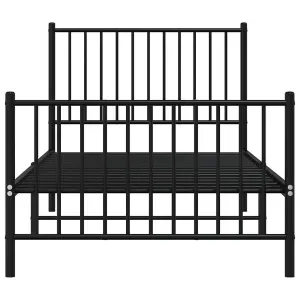 Berkfield Metal Bed Frame with Headboard and Footboard Black 90x200 cm