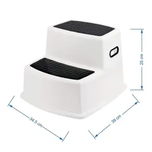 Dual Height Step Stool - Toddlers & Kids Potty Training Stool - Soft-Grip Anti Slip Kids Bathroom Stepping Stool