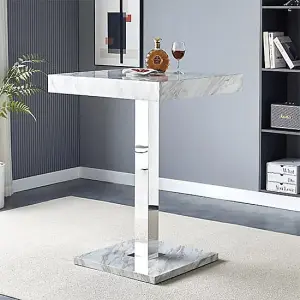 Furniture In Fashion Topaz Magnesia Effect High Gloss Bar Table 2 Candid White Stools