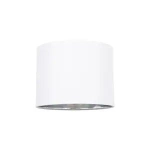 Modern White Cotton Fabric Small 8 Lamp Shade with Shiny Silver Inner