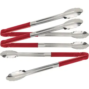 Stainless Steel Tongs 12" (Set of 3) Red / 30.48cm