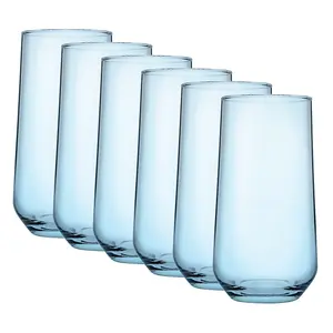 Queensway Home & Dining 470ml 6Pcs Light Blue Coloured Highball Tall Cocktails Juice Glasses