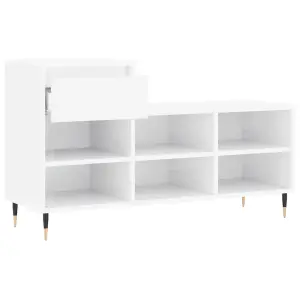 Berkfield Shoe Cabinet High Gloss White 102x36x60 cm Engineered Wood