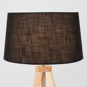 ValueLights Barbro Modern Light Wood Tripod Design Floor Lamp with Black Tapered Shade