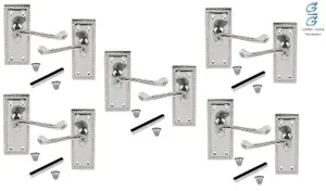 5 Pair of Polisehd Chrome Georgian Lever Latch Door Handles 107mm x 48mm - Golden Grace