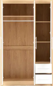 Seville 3 Door 2 Drawer Wardrobe in Oak and White