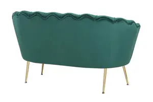 2 Seater Loveseat Small Sofa in Velvet Emerald Green