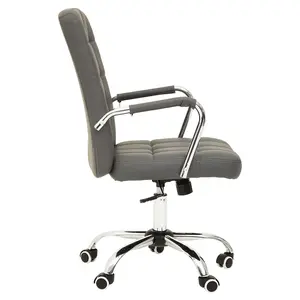 Interiors by Premier Brent Grey Leather Effect And Chrome Home Office Chair