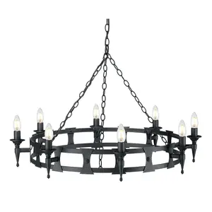 8 Bulb Chandelier Hanging Pendant Ceiling Light Black LED E14 60W Bulb