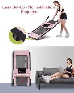 REKA Fitness Pink Home Motorised Treadmill, FitShow APP, Walk / Run, 12kph